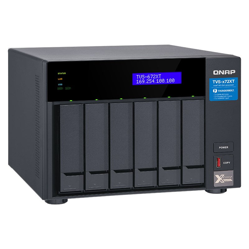 QNAP TVS-672XT-I3-8G 6 Bay Diskless NAS i3-8100T 4 Core 3.1GHz 8GB(TVS-672XT-i3-8G) - 8