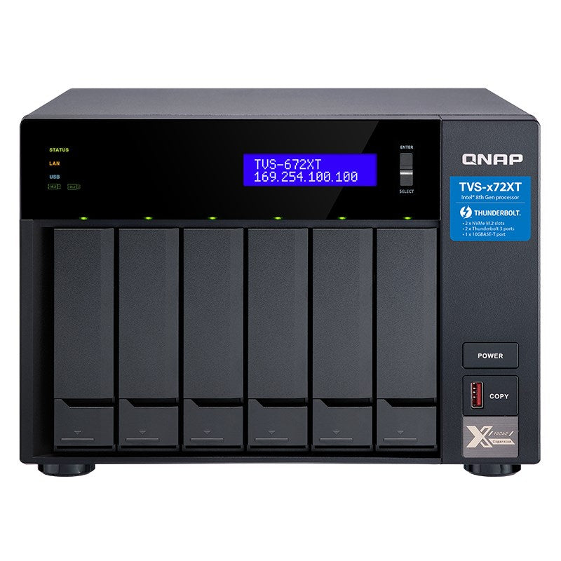 QNAP TVS-672XT-I3-8G 6 Bay Diskless NAS i3-8100T 4 Core 3.1GHz 8GB(TVS-672XT-i3-8G) - 1