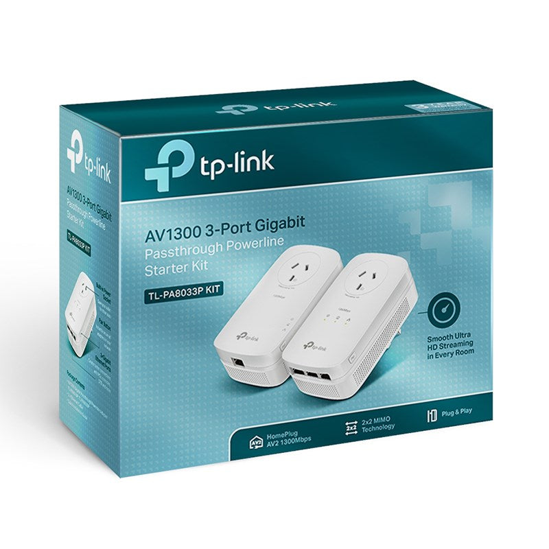 TP-Link TL-PA8033P KIT AV1300 3-Port Gigabit Passthrough Powerline Kit(TL-PA8033P KIT) - 2