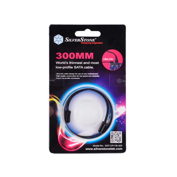 SilverStone CP11B-300 Low Profile 30cm SATA 6G Cable - Black(SST-CP11B-300) - 3