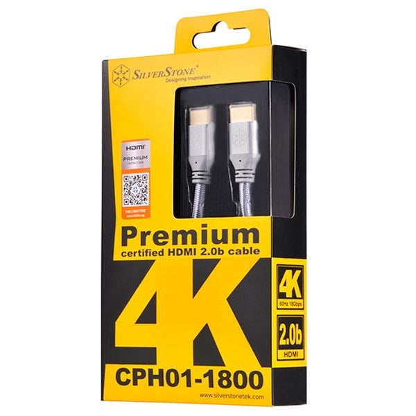 SilverStone CPH01C Premium Braided 1.8m 4K HDMI Cable - Silver(SST-CPH01S-1800) - 2