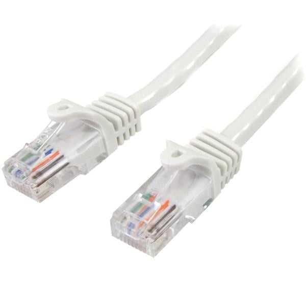 StarTech 5m White Cat5e / Cat 5 Snagless Ethernet Patch Cable 5 m(45PAT5MWH) - 1