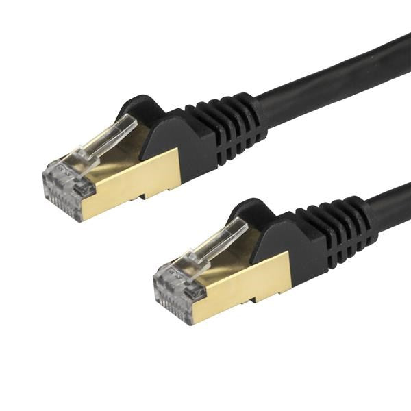 StarTech 0.50 m CAT6a Ethernet Cable 10GbE STP Snagless 100W PoE Black(6ASPAT50CMBK) - 1