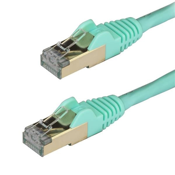 StarTech 3 m CAT6a Ethernet Cable - 10GbE STP Snagless 100W PoE Aqua(6ASPAT3MAQ) - 1