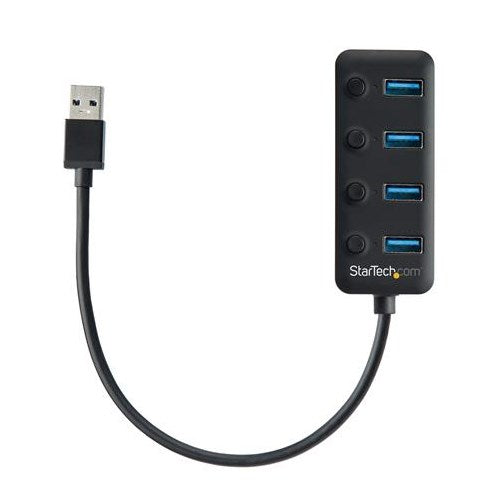 StarTech 4 Port USB 3.0 Hub 5Gbps - 4x USB-A - On/Off Port Switches(HB30A4AIB) - 1