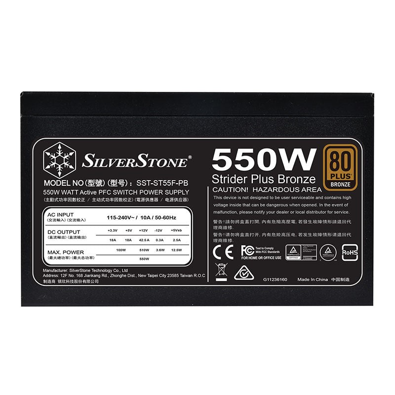 SilverStone Strider ST55F-PB 550W 80 Plus Bronze Fully Modular Power Supply(SST-ST55F-PB) - 6