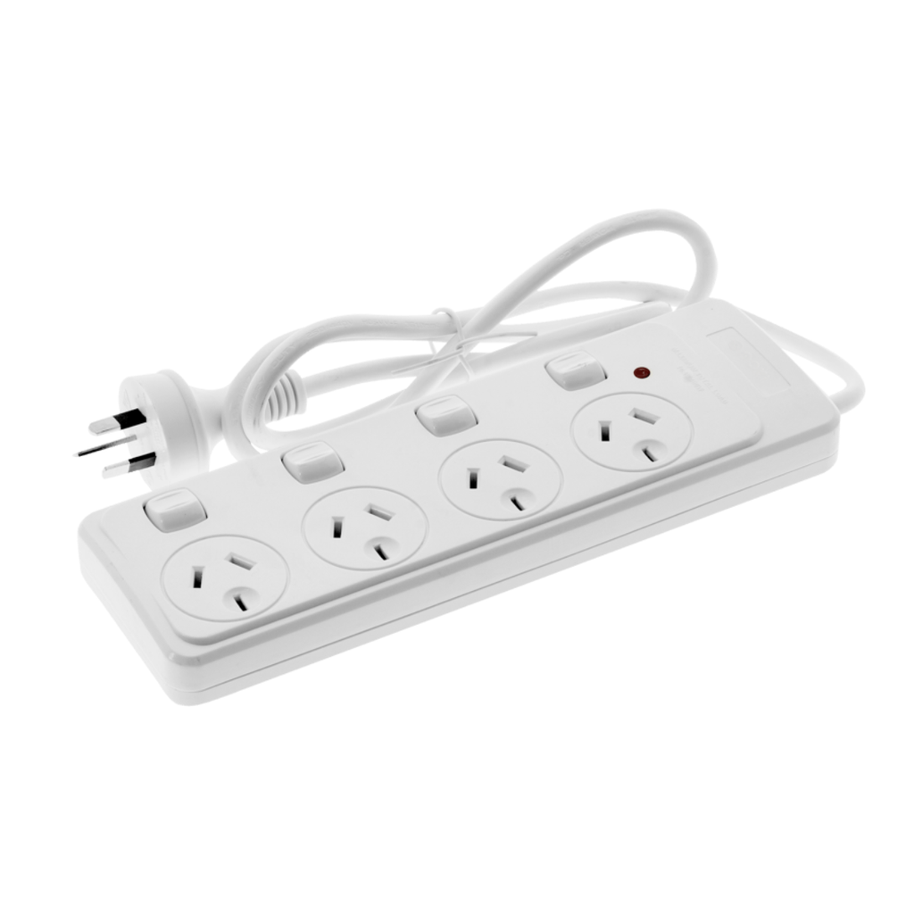 Moki Powerboard 4 Socket + Individual Switches Surge Protected Powerboard