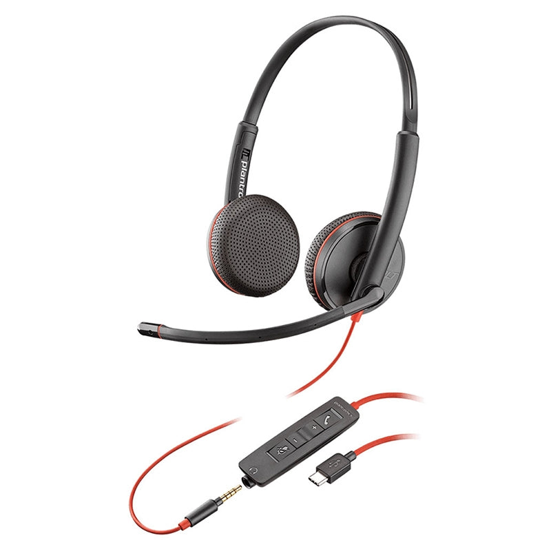HP Poly Blackwire C3225 UC Stereo USB-C Business Headset (USB Adaptor Included)(8X229AA) - 1