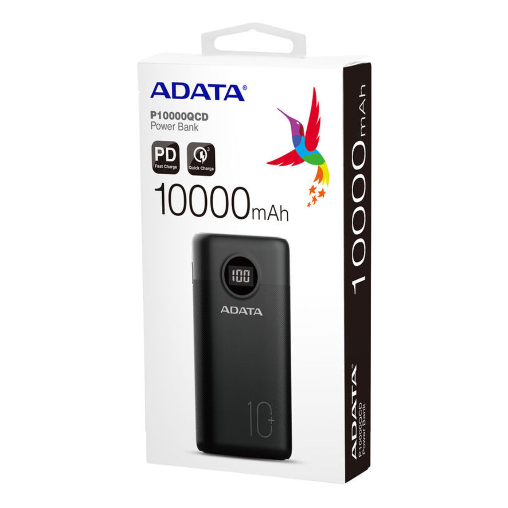 ADATA P10000 10050mAh USB-C & Dual USB-A Power Bank w/ Digital Display(AP10000QCD-DGT-CBK) - 5