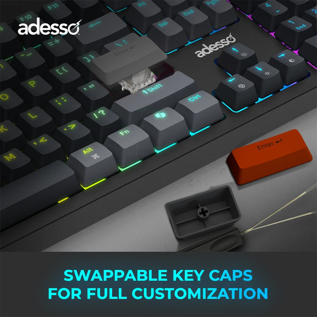 Adesso EasyTouch 1300 Wireless RGB Full-Sized Mechanical Keyboard(EASYTOUCH 1300) - 4