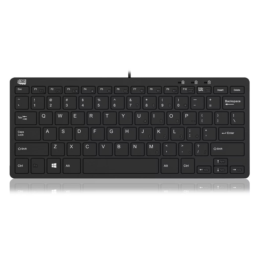 Adesso Mini Wired Keyboard with 2-Port USB HUB(AKB-510HB) - 1