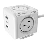 Allocacoc PowerCube 1.5m Extended USB - 4 Outlets 2 USB-A + 1 USB-C PD 20W w/ Surge - White(ELEALL11407WH) - 1