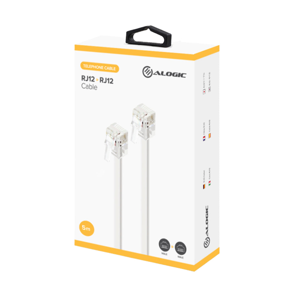 Alogic RJ12 Telephone Line Cable - Male to Male - 5m(RJ1205R) - 3