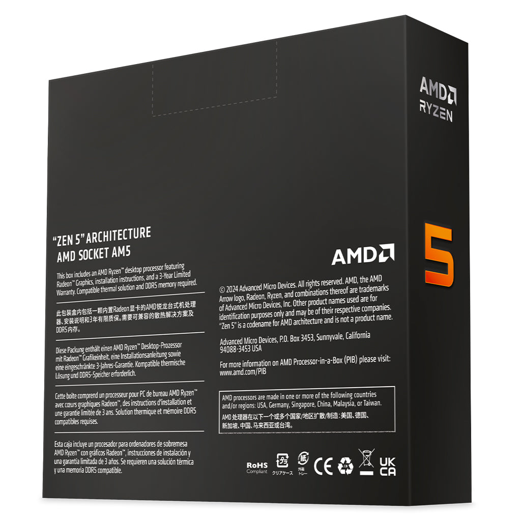 AMD Ryzen 5 9600X 6 Core 12 Threads up to 5.4GHz AM5 Unlocked CPU Processor(100-100001405WOF) - 5