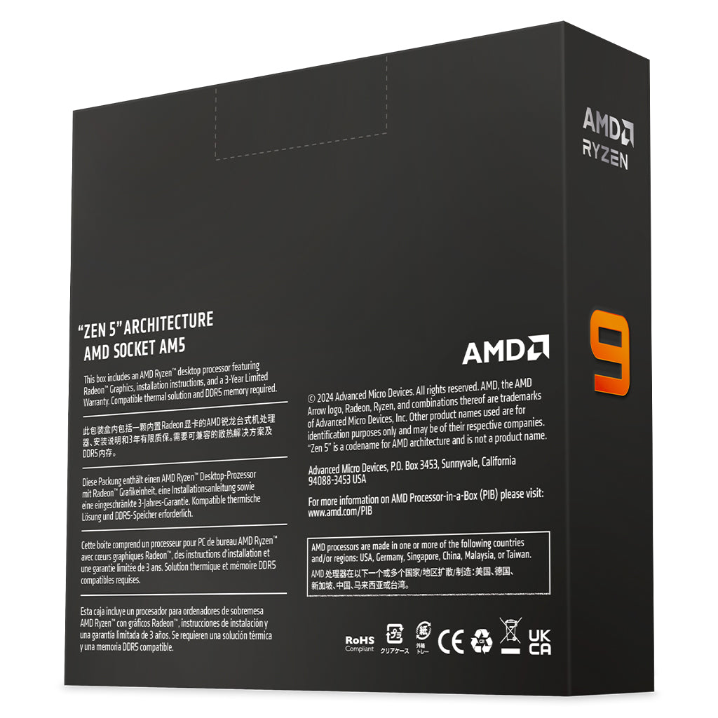 AMD Ryzen 9 9950X 16 Core  32 Threads up to 5.7GHz AM5 Unlocked CPU Processor(100-100001277WOF) - 5