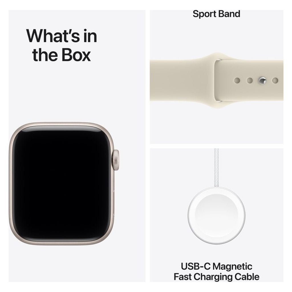 Apple Watch SE 3 44mm Starlight Aluminium GPS + Cellular Sand Sport Band (M/L)