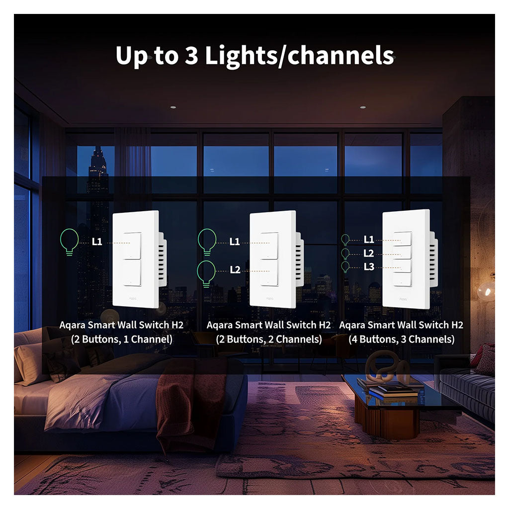 Aqara H2 Vertical Smart Wall Switch - 2 Buttons & 1 Channel(WS-K02E) - 2