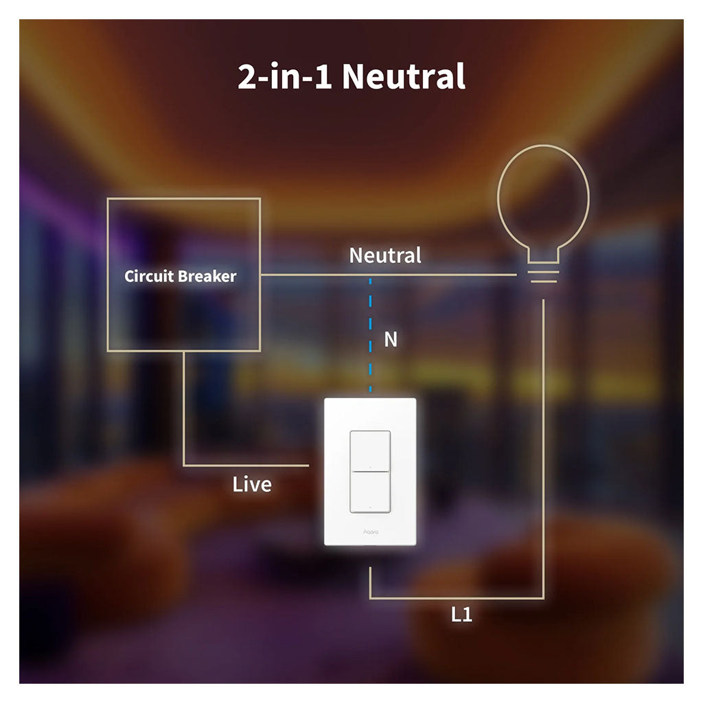Aqara H2 Vertical Smart Wall Switch - 2 Buttons & 1 Channel(WS-K02E) - 4