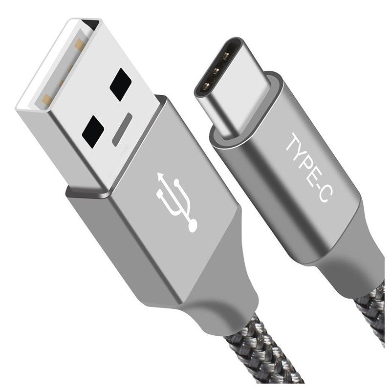 Astrotek 1m USB 2.0 Type C to USB 2.0 Type A Heavy Duty Braided Cable - Silver(AT-USBTYPEC-S1) - 1