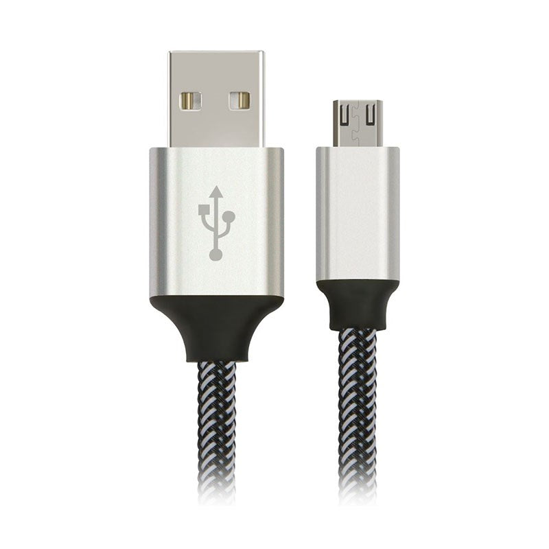 Astrotek 2m USB-A to Micro-USB Data Sync & Charging Cable - Silver(AT-USBMICROBW-2M) - 1