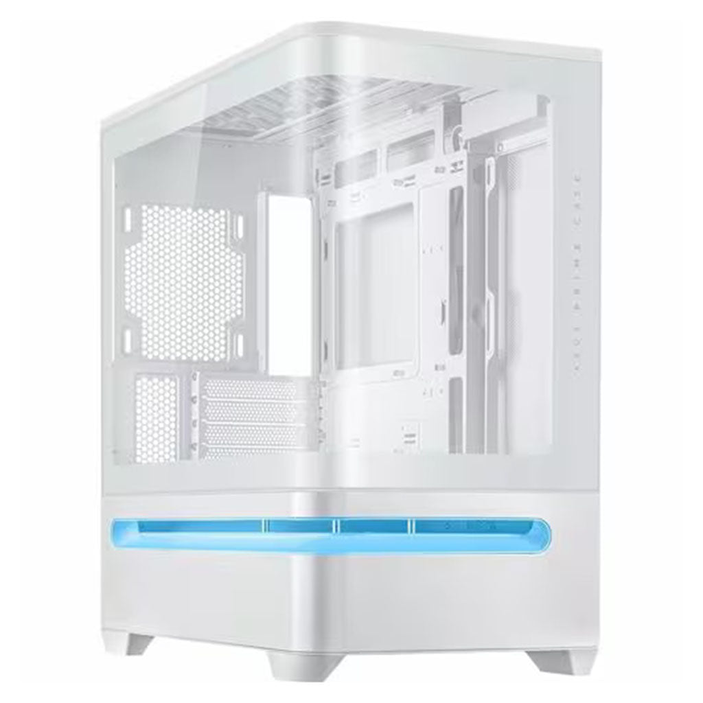 ASUS Prime AP202 Curved Tempered Glass Micro-ATX Case - White(PRIME AP202 TG WHITE) - 1
