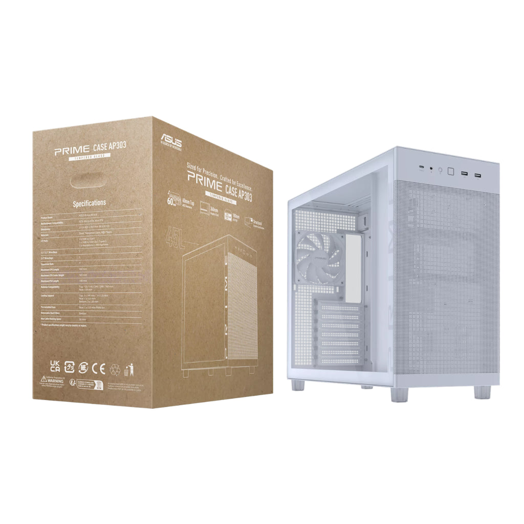 ASUS Prime AP303 Tempered Glass Mid-Tower ATX Case - White(PRIME AP303 TG WHITE) - 15
