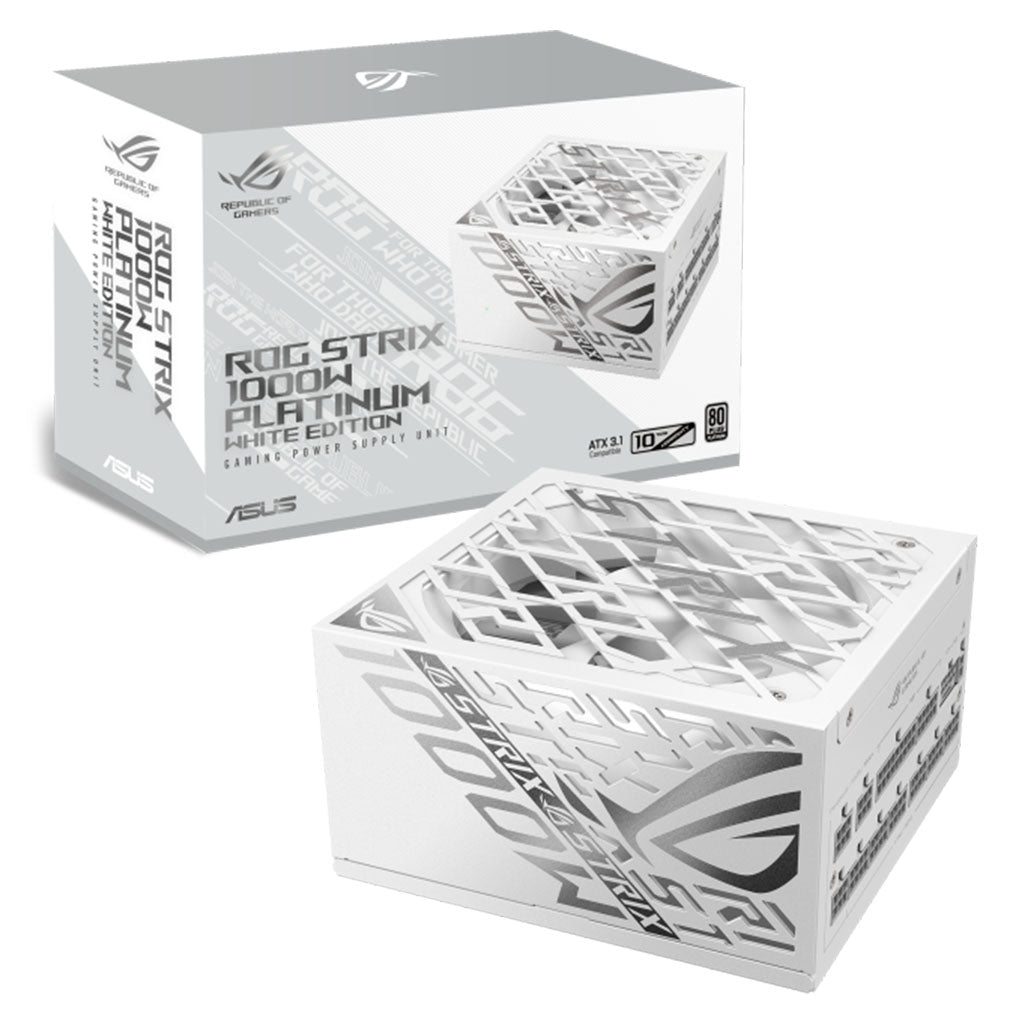 ASUS ROG Strix 1000W 80+ Platinum Fully Modular Power Supply - White with ROG Equalizer Cable(ROG-STRIX-1000P-GAMING-WHITE-E) - 1
