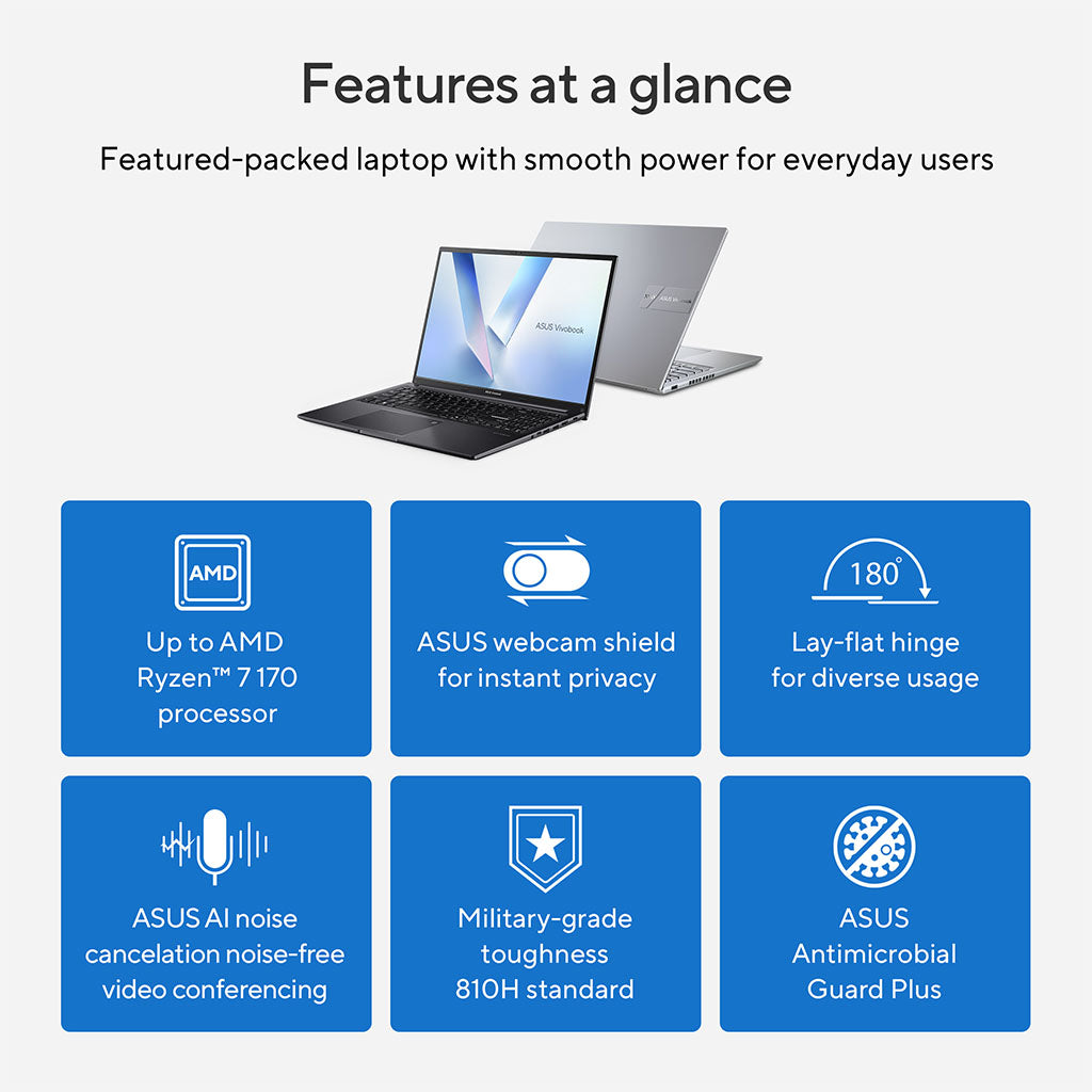 ASUS Vivobook 16" FHD OLED Laptop - Ryzen 7 170 16GB 512GB W11H(M1605NAQ-SH031W) - 9
