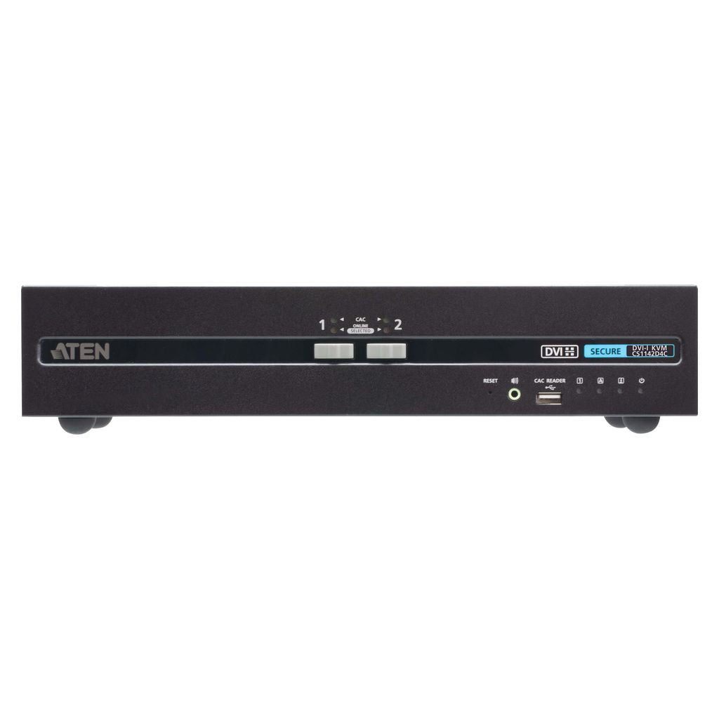 ATEN 2 Port USB DVI Dual Display Secure KVM Switch with CAC - PSD PP v4.0 Compliant(CS1142D4C) - 1