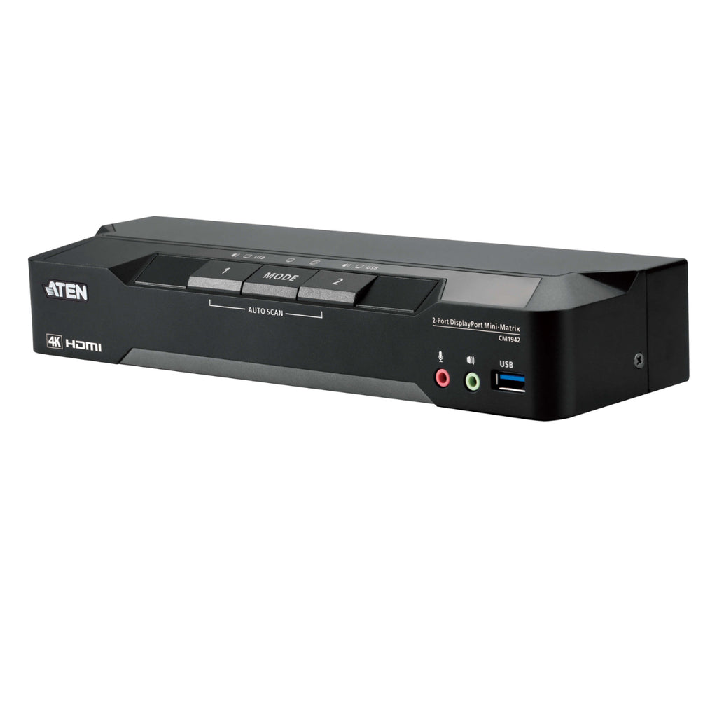ATEN 2-Port 4K DisplayPort Dual Display Mini-Matrix Boundless KVM Switch(CM1942) - 1