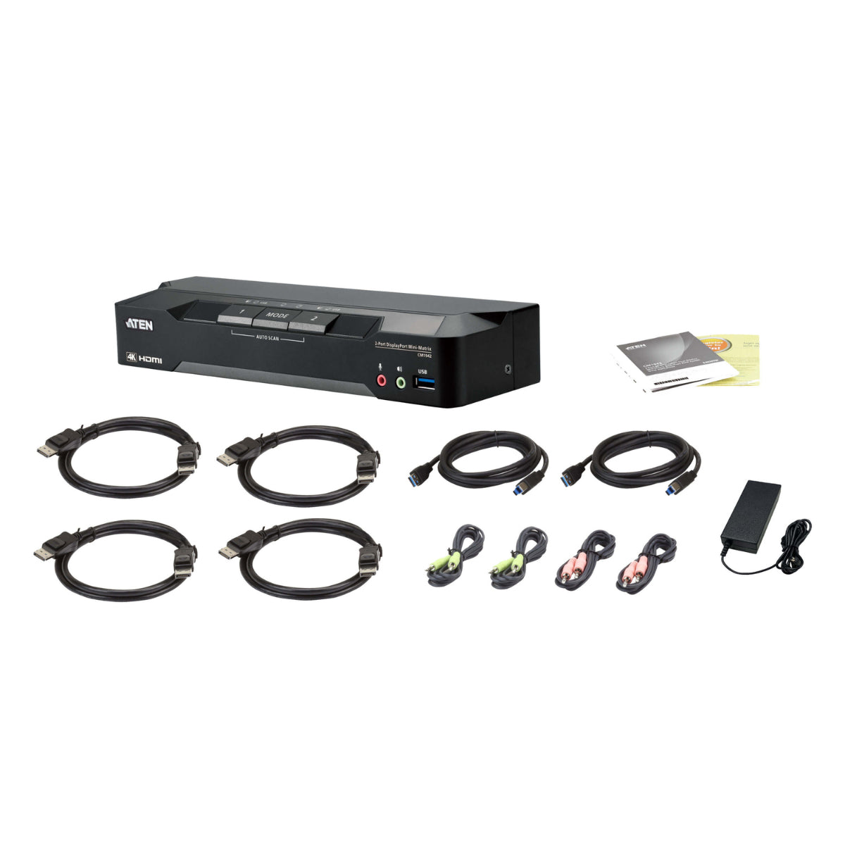 ATEN 2-Port 4K DisplayPort Dual Display Mini-Matrix Boundless KVM Switch(CM1942) - 4