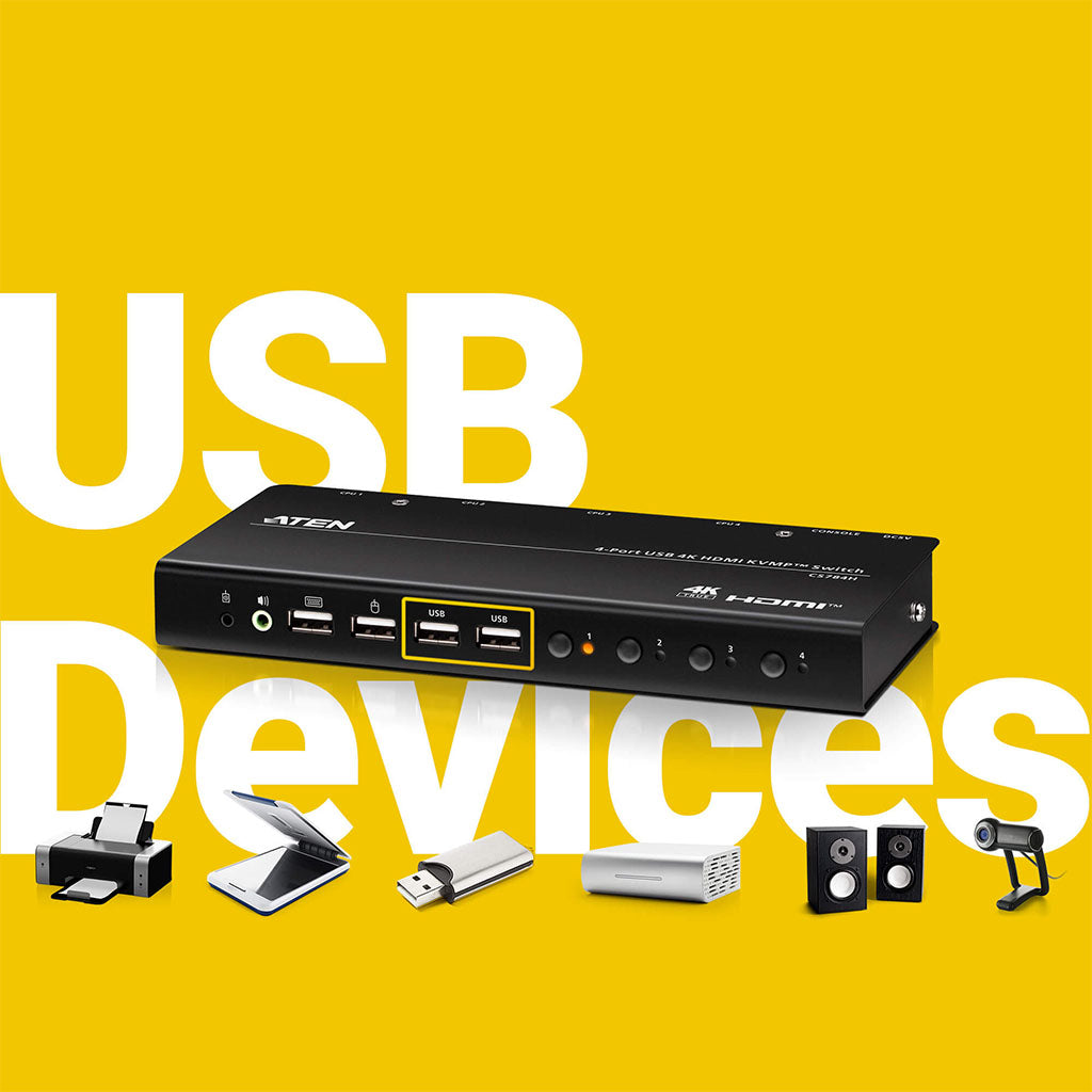 ATEN 4-Port USB 4K HDMI KVMP Switch(CS784H) - 5
