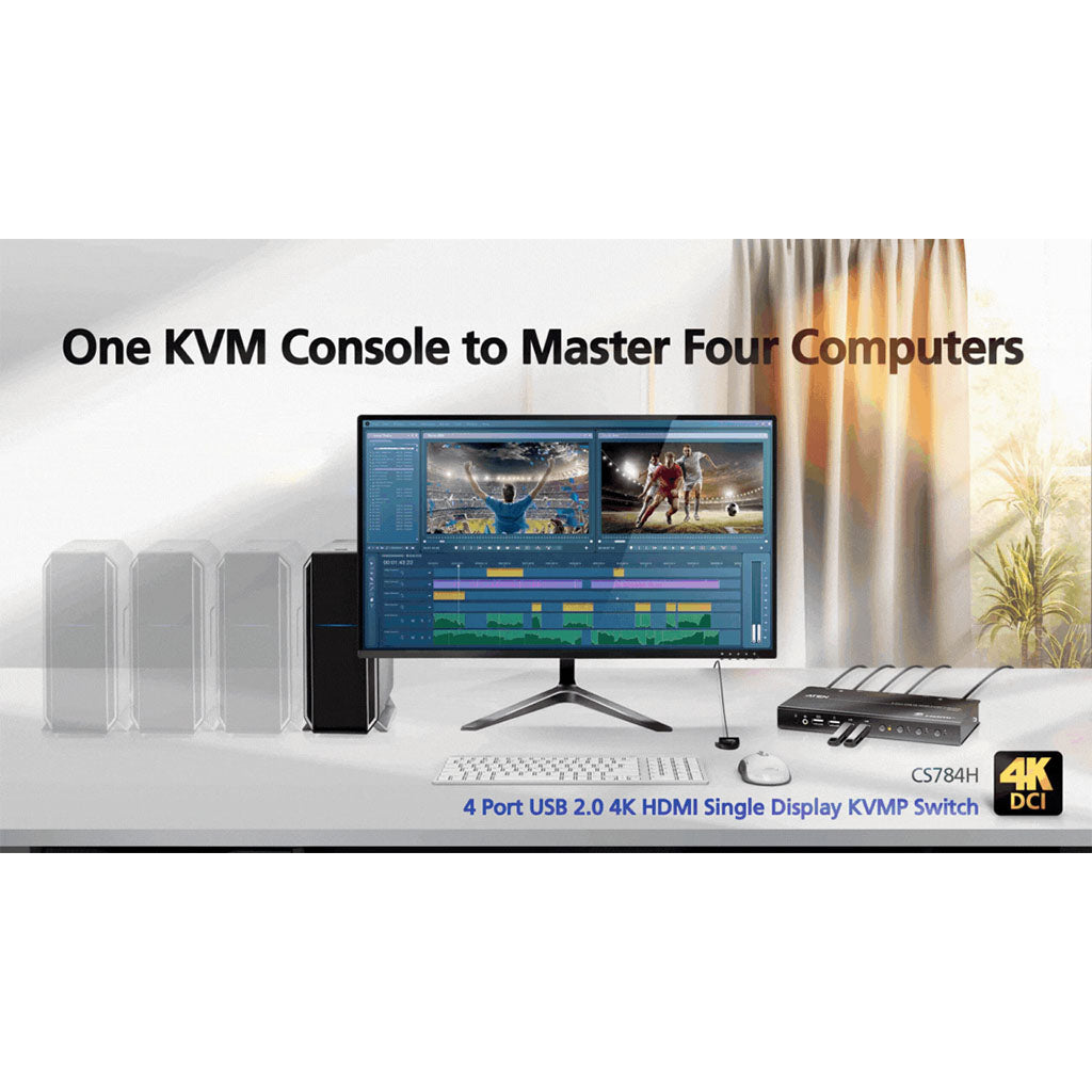 ATEN 4-Port USB 4K HDMI KVMP Switch(CS784H) - 6