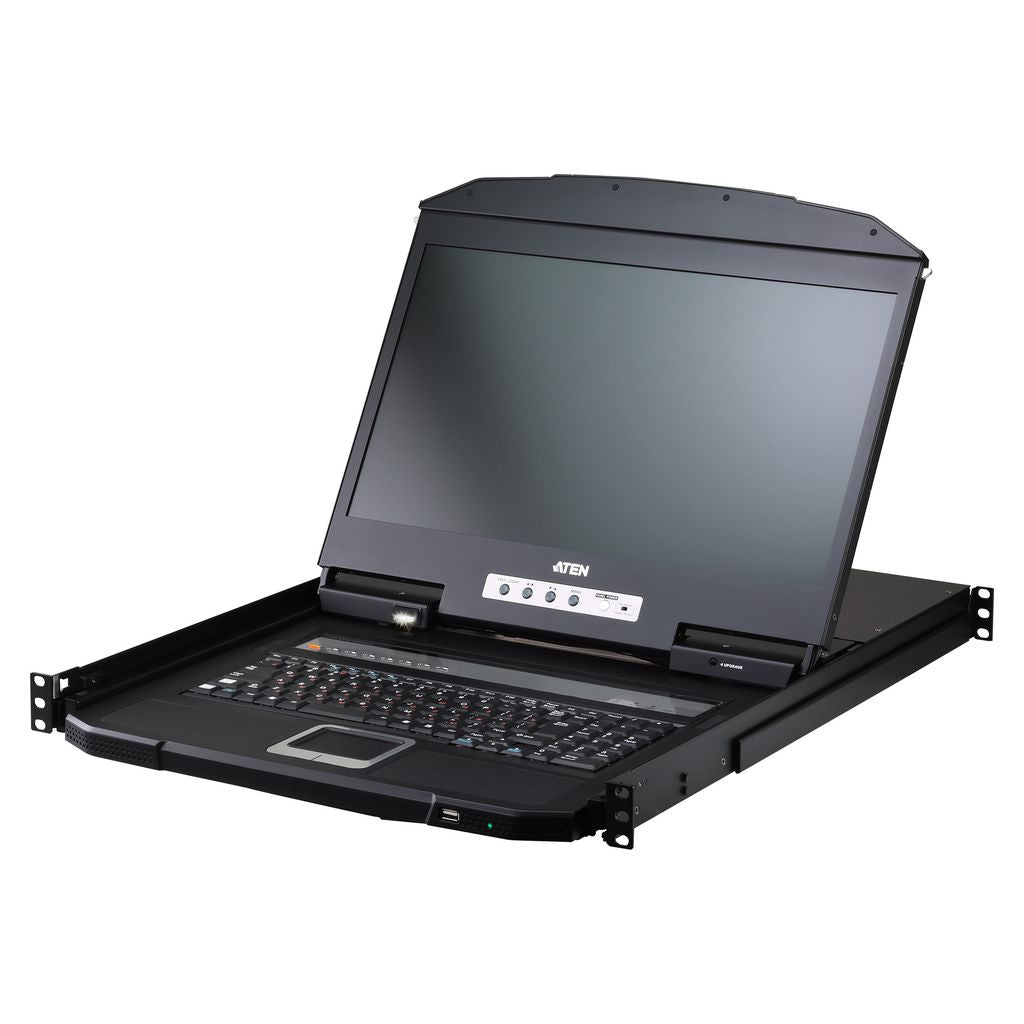 ATEN 8 Port USB HDMI Single Rail Widescreen FHD LCD KVM over IP Switch - Local/Remote Shared Access(CL3708INW) - 2