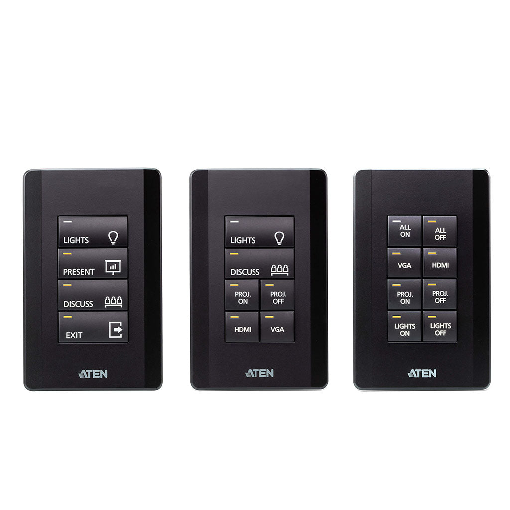 ATEN 8-Button Keypad with 1 Gang US Wall Plate - Black(VK108US1) - 3