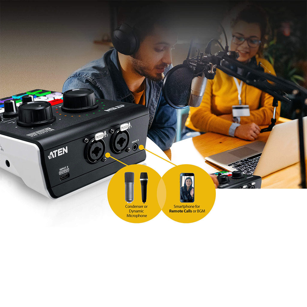 ATEN Podcast AI Audio Mixer MicLIVE 6-CH(UC8000) - 4