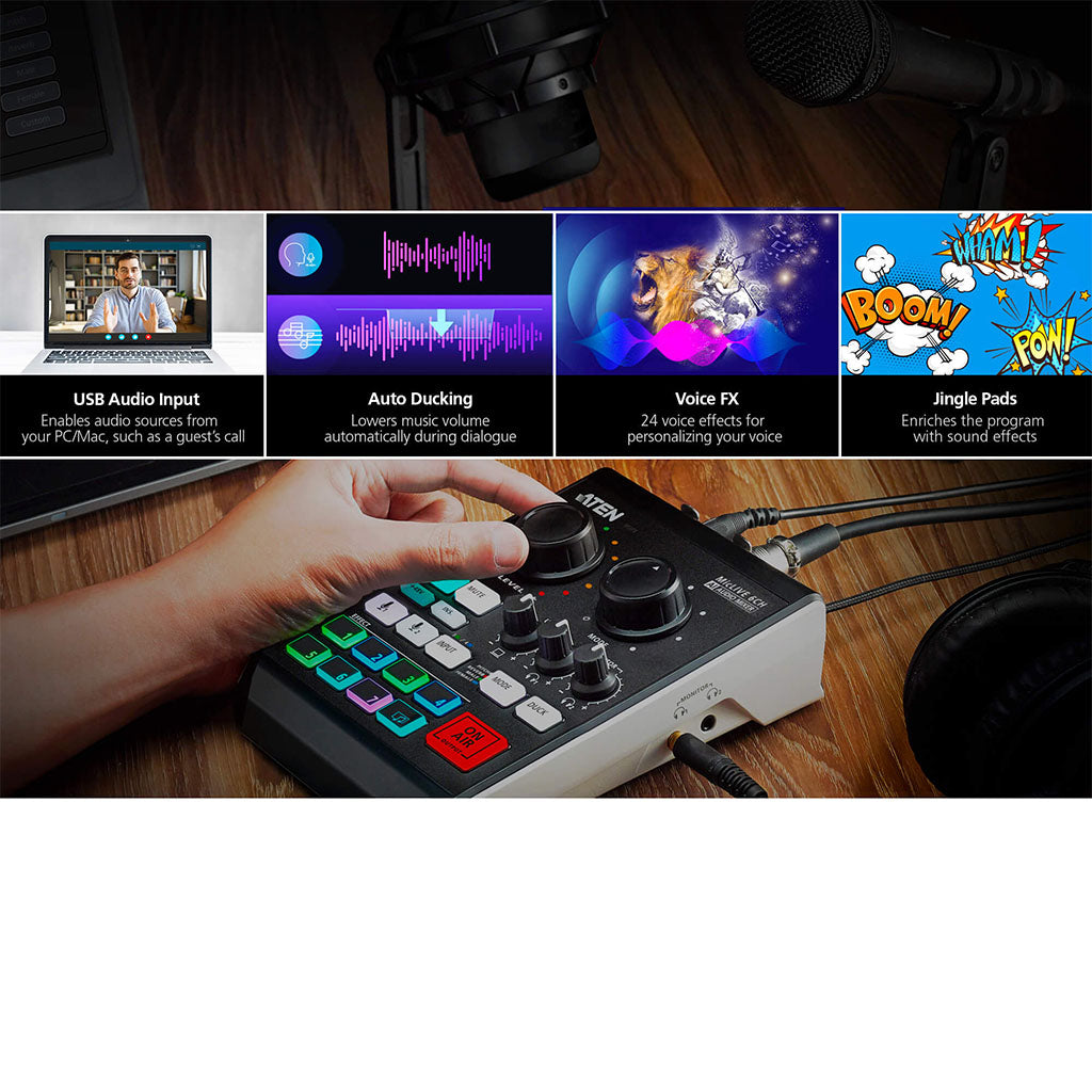ATEN Podcast AI Audio Mixer MicLIVE 6-CH(UC8000) - 5
