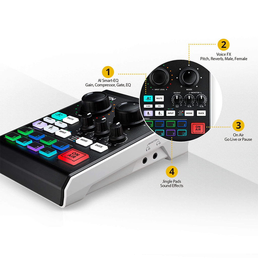 ATEN Podcast AI Audio Mixer MicLIVE 6-CH(UC8000) - 6