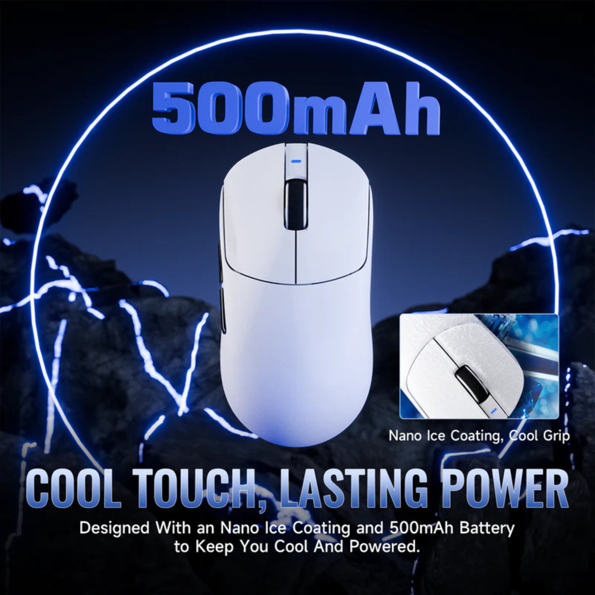 Attack Shark X8SE Wireless Optical Gaming Mouse - White - Omron Optical Switch(X8SE-White) - 3