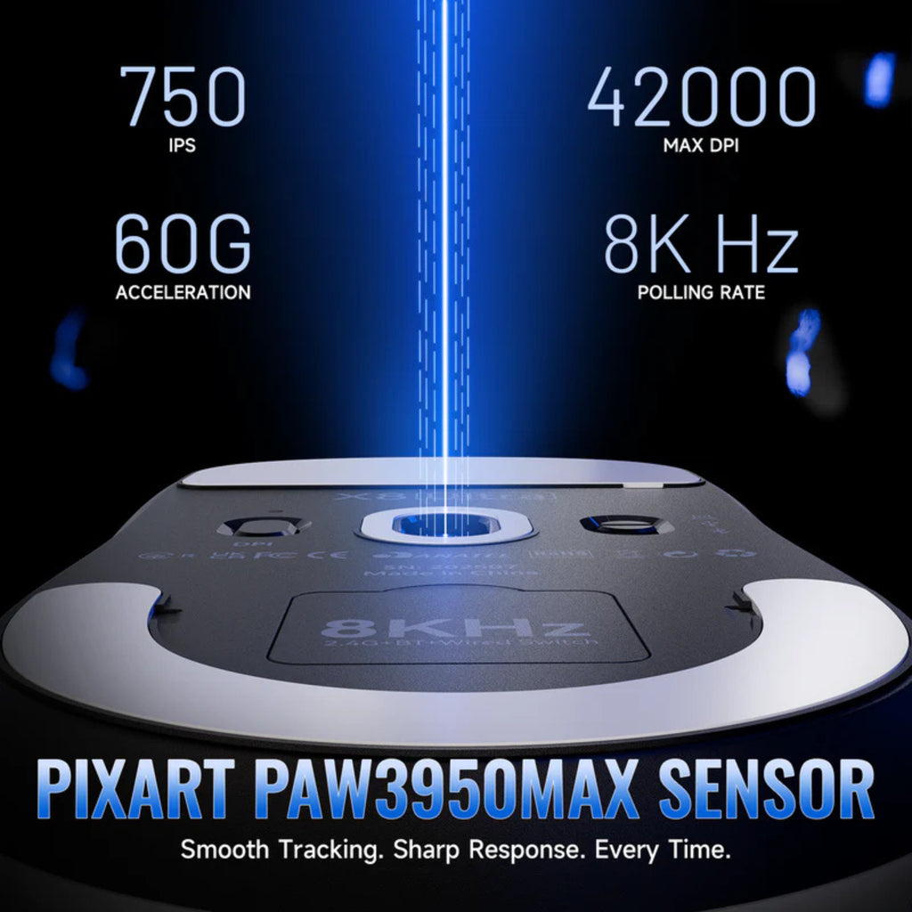 Attack Shark X8SE Wireless Optical Gaming Mouse - White - Omron Optical Switch(X8SE-White) - 7