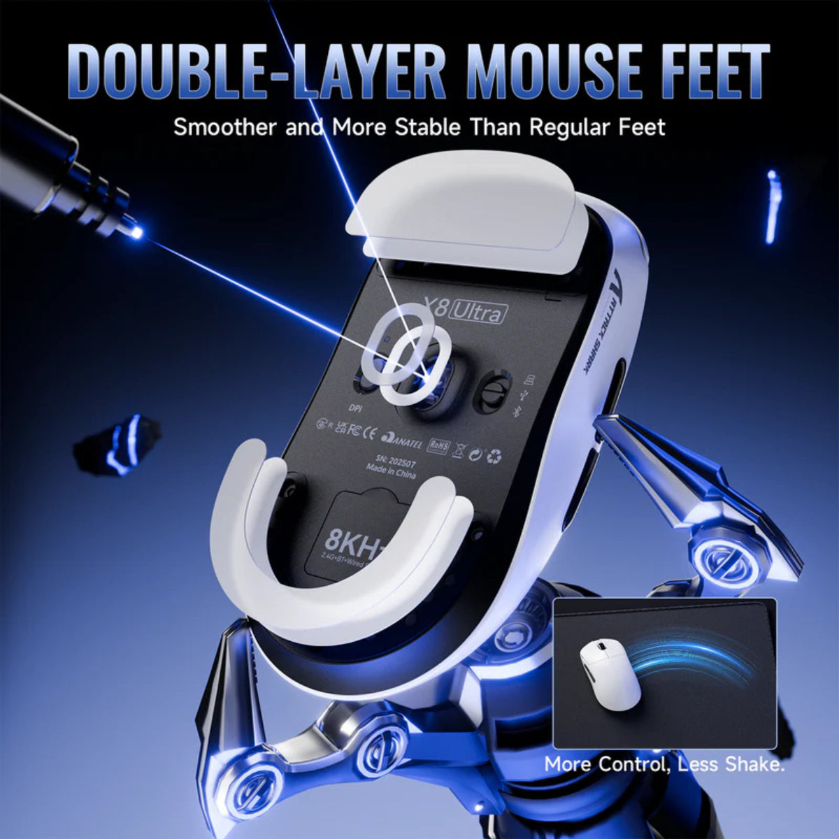 Attack Shark X8SE Wireless Optical Gaming Mouse - White - Omron Optical Switch(X8SE-White) - 8