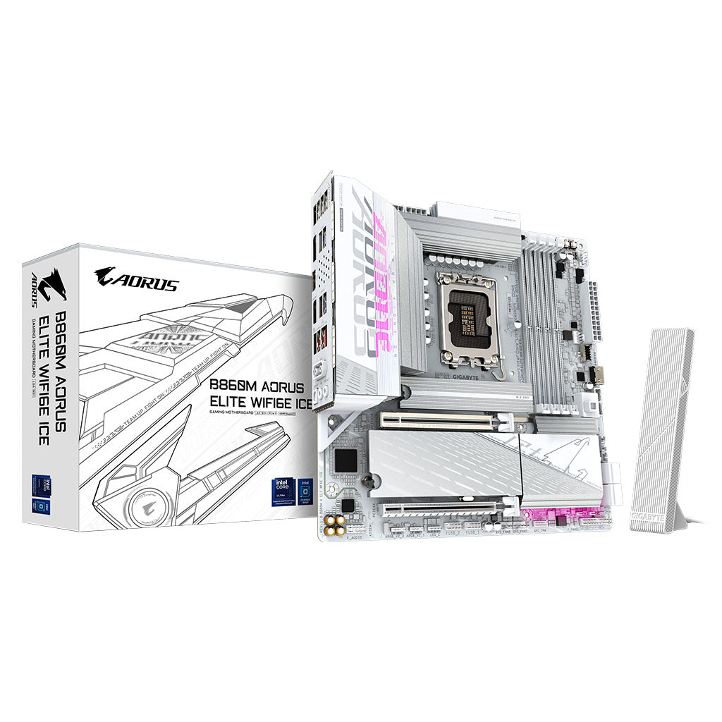 Gigabyte B860M AORUS ELITE WIFI 6E ICE Intel LGA 1851 Micro-ATX Motherboard(B860M AORUS ELITE WIFI6E ICE) - 1