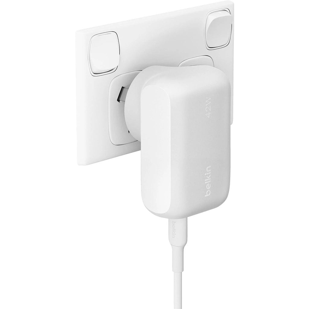 Belkin 42W USB-C & USB-A Dual Wall Charger w/PPS & PD - White(WCB009AUWH) - 5