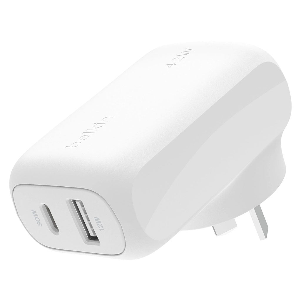 Belkin 42W USB-C & USB-A Dual Wall Charger w/PPS & PD - White(WCB009AUWH) - 1