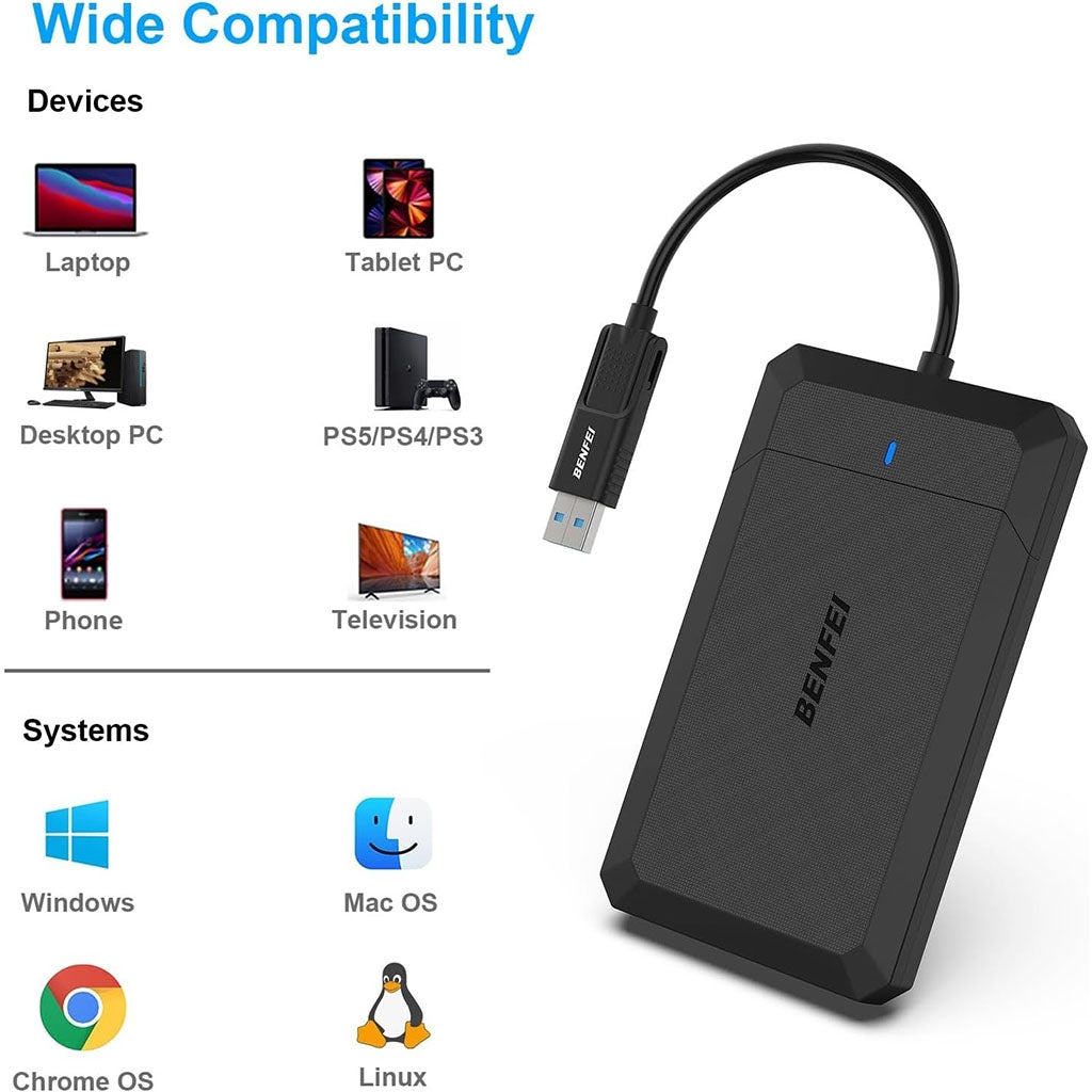 BENFEI 2.5" SATA to USB Tool Free External Hard Drive Enclosure(ELEBEN346BK) - 2