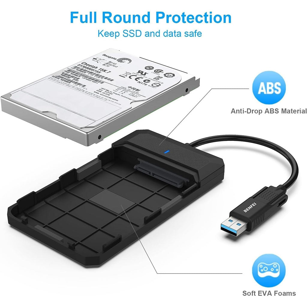 BENFEI 2.5" SATA to USB Tool Free External Hard Drive Enclosure(ELEBEN346BK) - 4