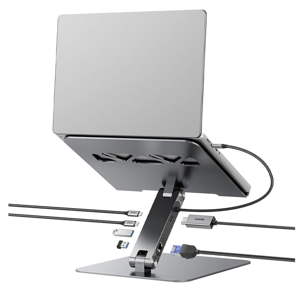 BENFEI 398GY Laptop Stand w/ 100W PD Docking Station(ELEBEN398GY) - 1