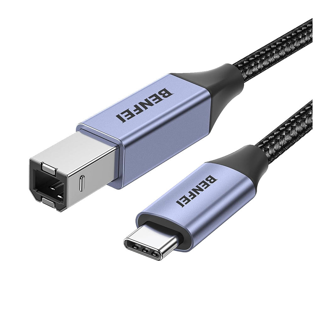BENFEI 405GY-1.5M 1.5m USB-B to USB-C Nylon Braided Printer Cable(ELEBEN405GY1.5M) - 1