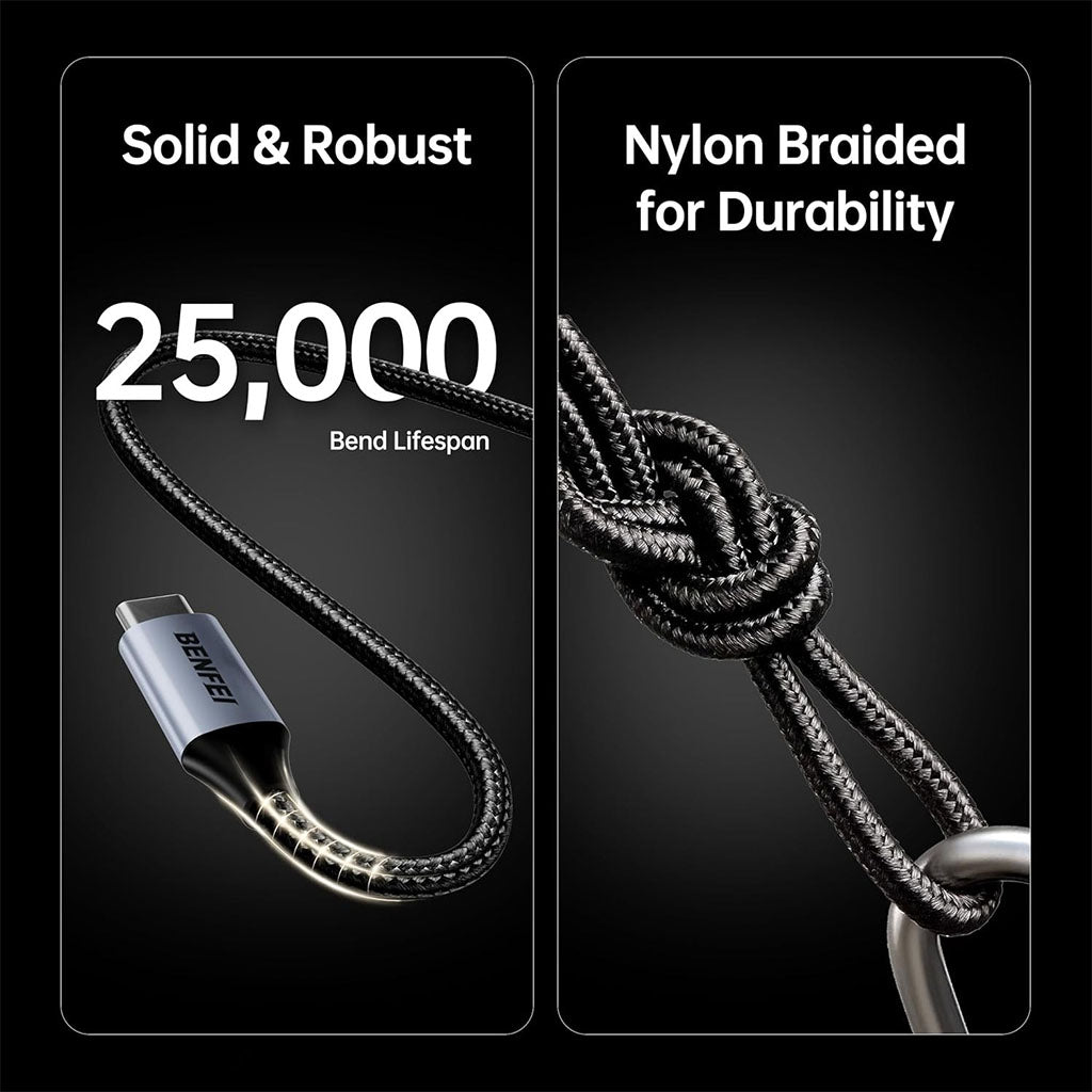 BENFEI 405GY-1M 1m USB-B to USB-C Nylon Braided Printer Cable(ELEBEN405GY1M) - 3