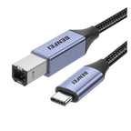 BENFEI 405GY-1M 1m USB-B to USB-C Nylon Braided Printer Cable(ELEBEN405GY1M) - 1